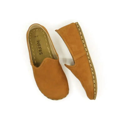 comfortable barefoot walking shoes men nubuck orange