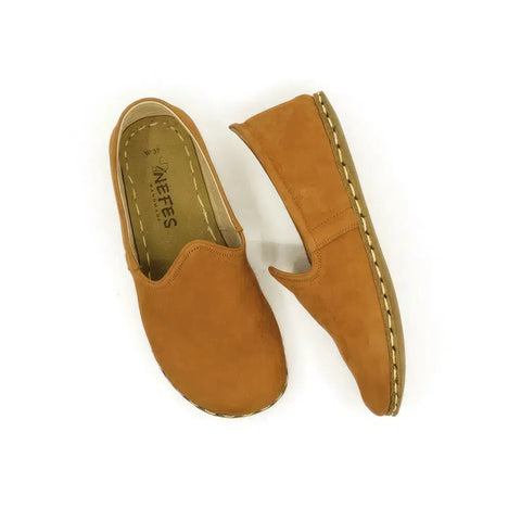 comfortable barefoot walking shoes men nubuck orange