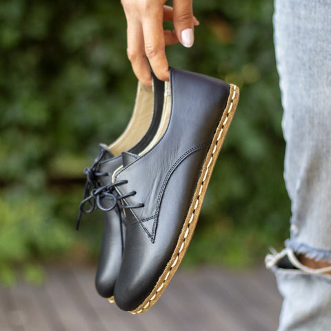 comfortable black barefoot oxford shoes women