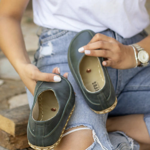 comfortable handmade barefoot loafers women toledo green