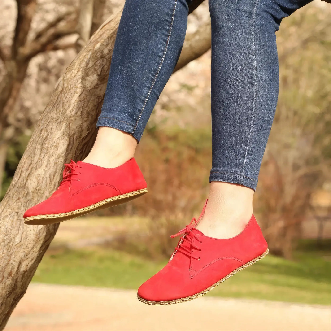 Barefoot Oxford Shoes Women - Laced Nubuck Red - Nefes Shoes 12 Barefoot Oxford Shoes Women - Laced Nubuck Red - Nefes Shoes 12
