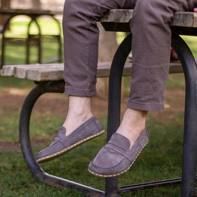 comfortable walking barefoot earthing shoes men gray nubuck