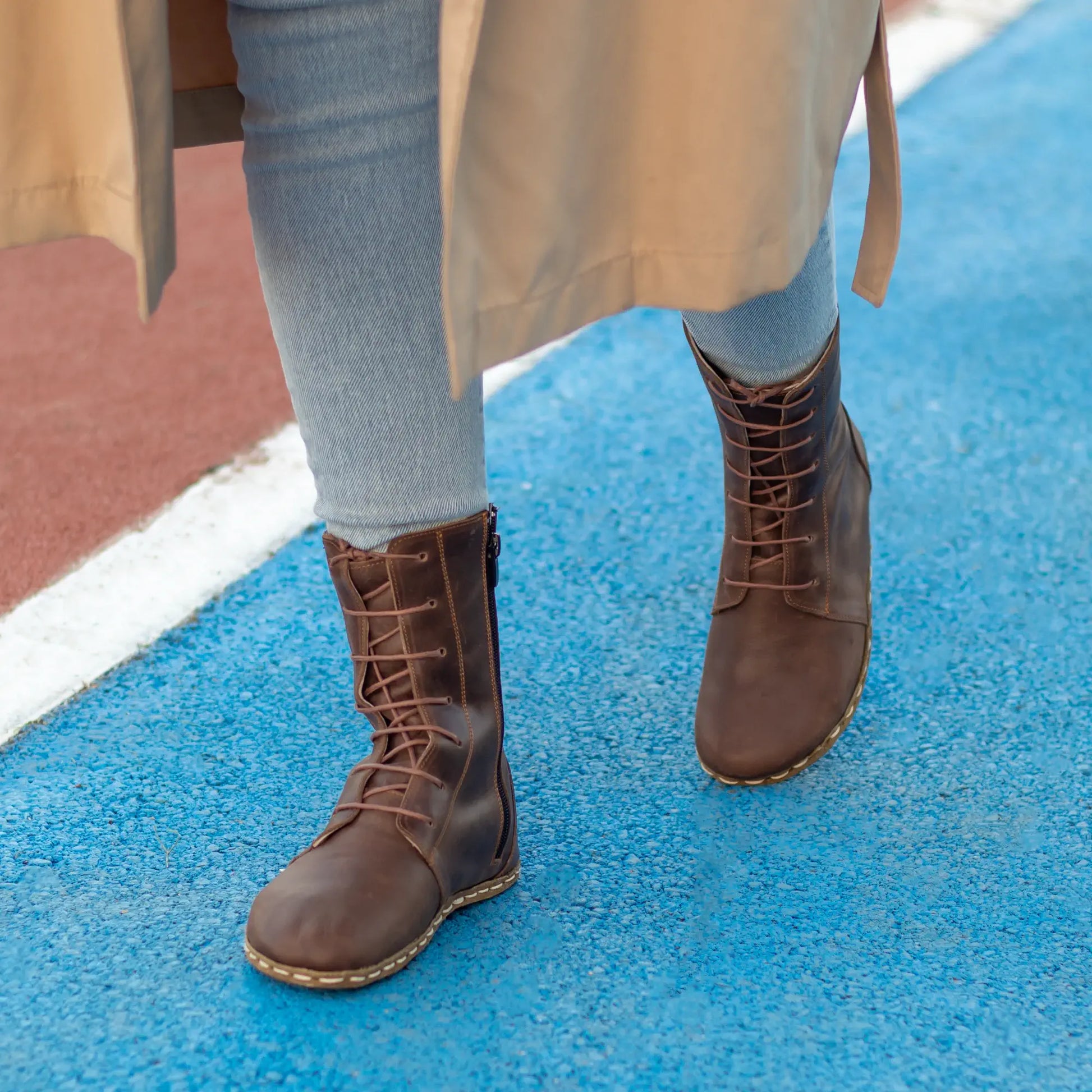 comfortable womens barefoot grounding leather boots crazy classic brown