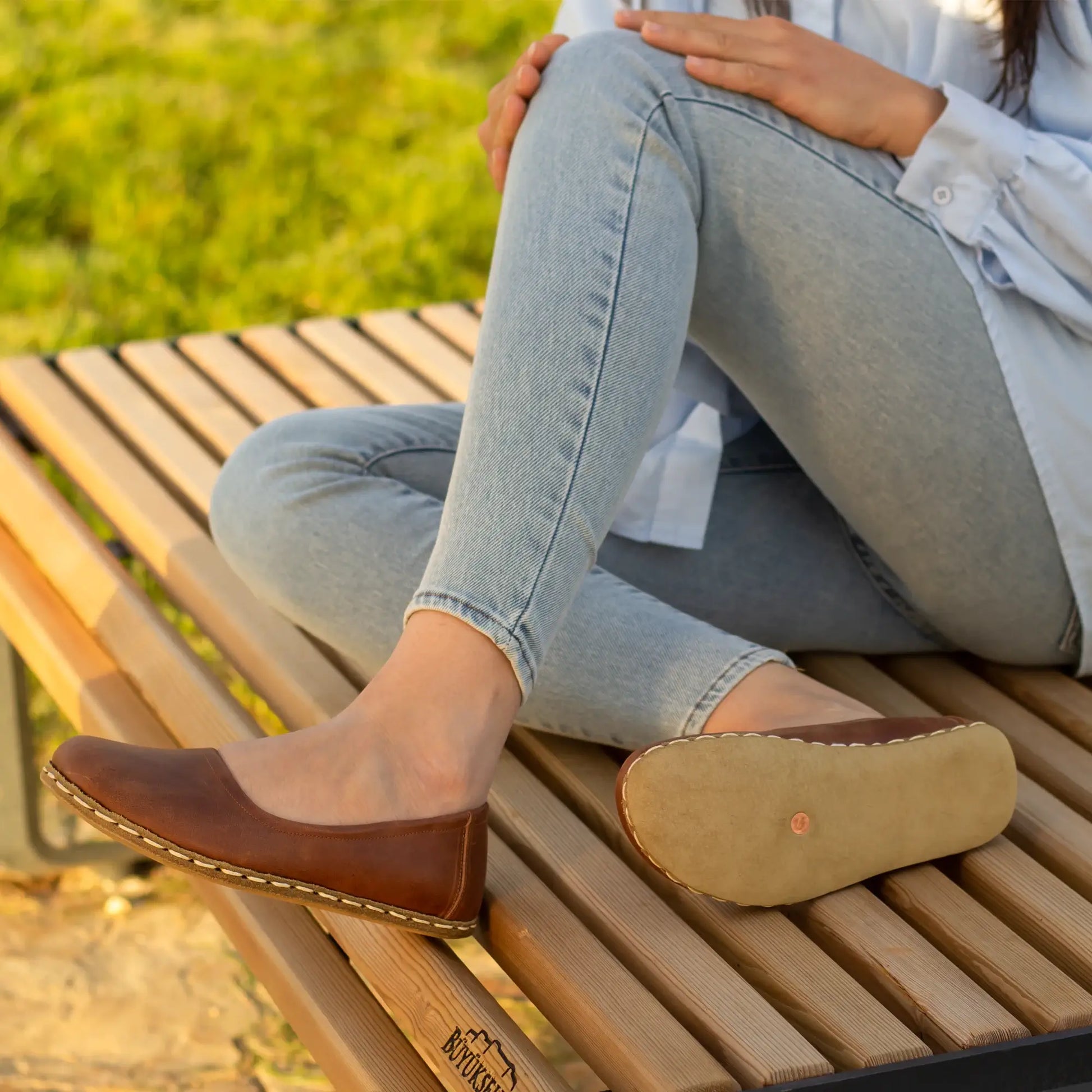 comfortable womens light brown barefoot flat shoes