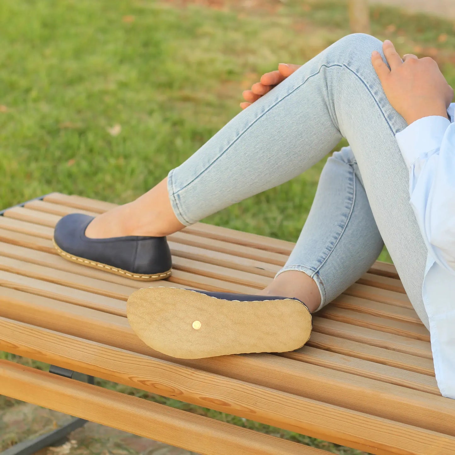 comfortable womens navy blue barefoot flat shoes
