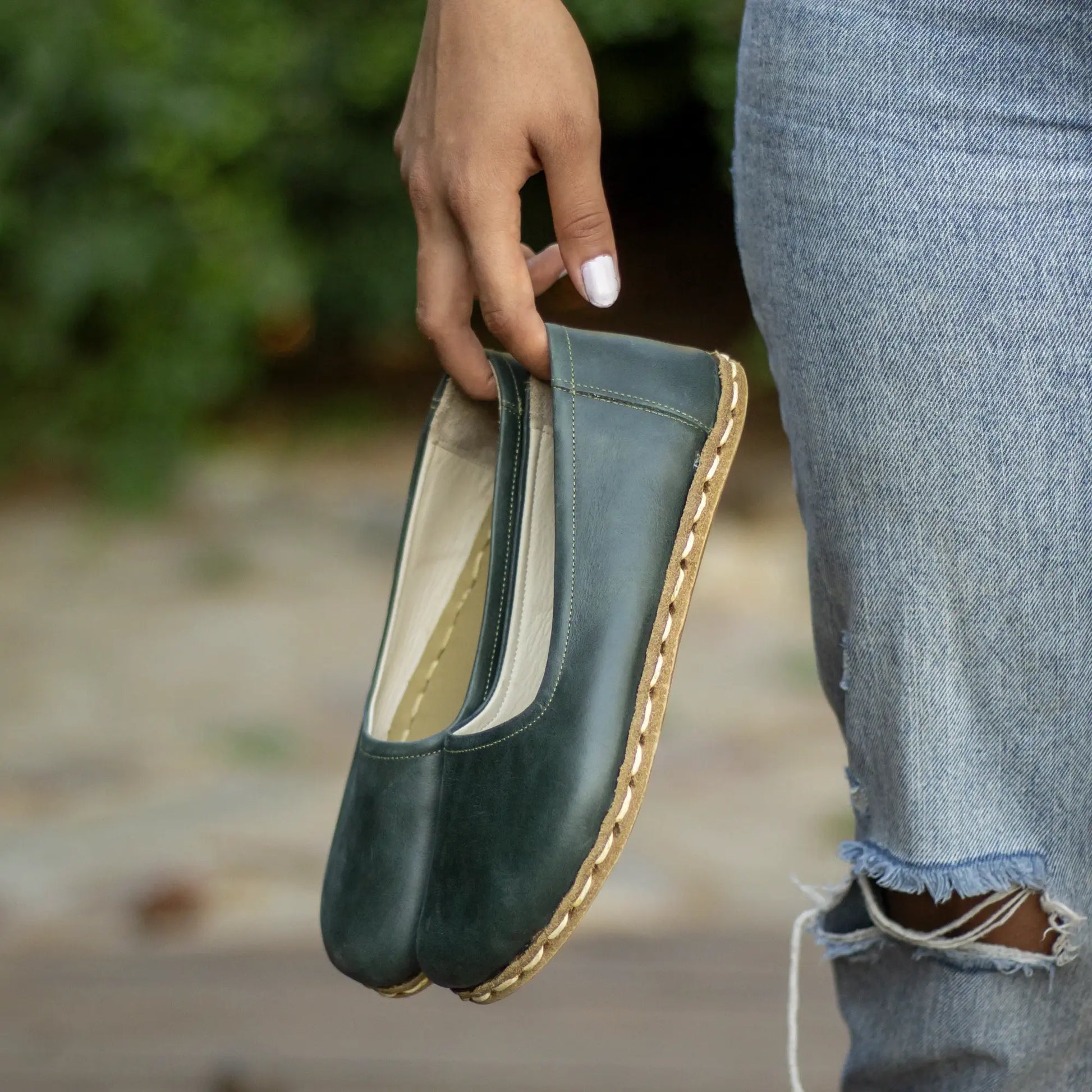 comfortable womens toledo green barefoot flat shoes