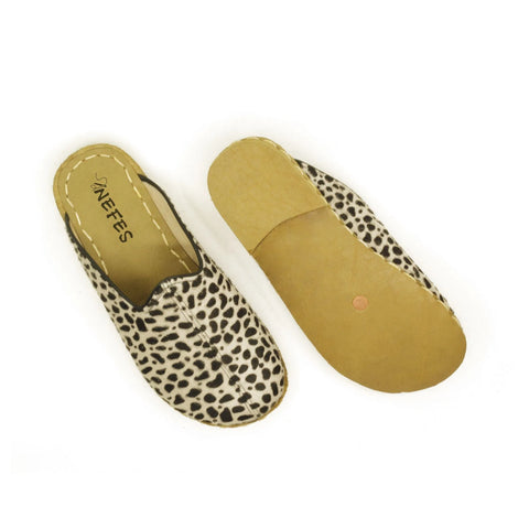 cozy leopard hairy leather slippers barefoot wear