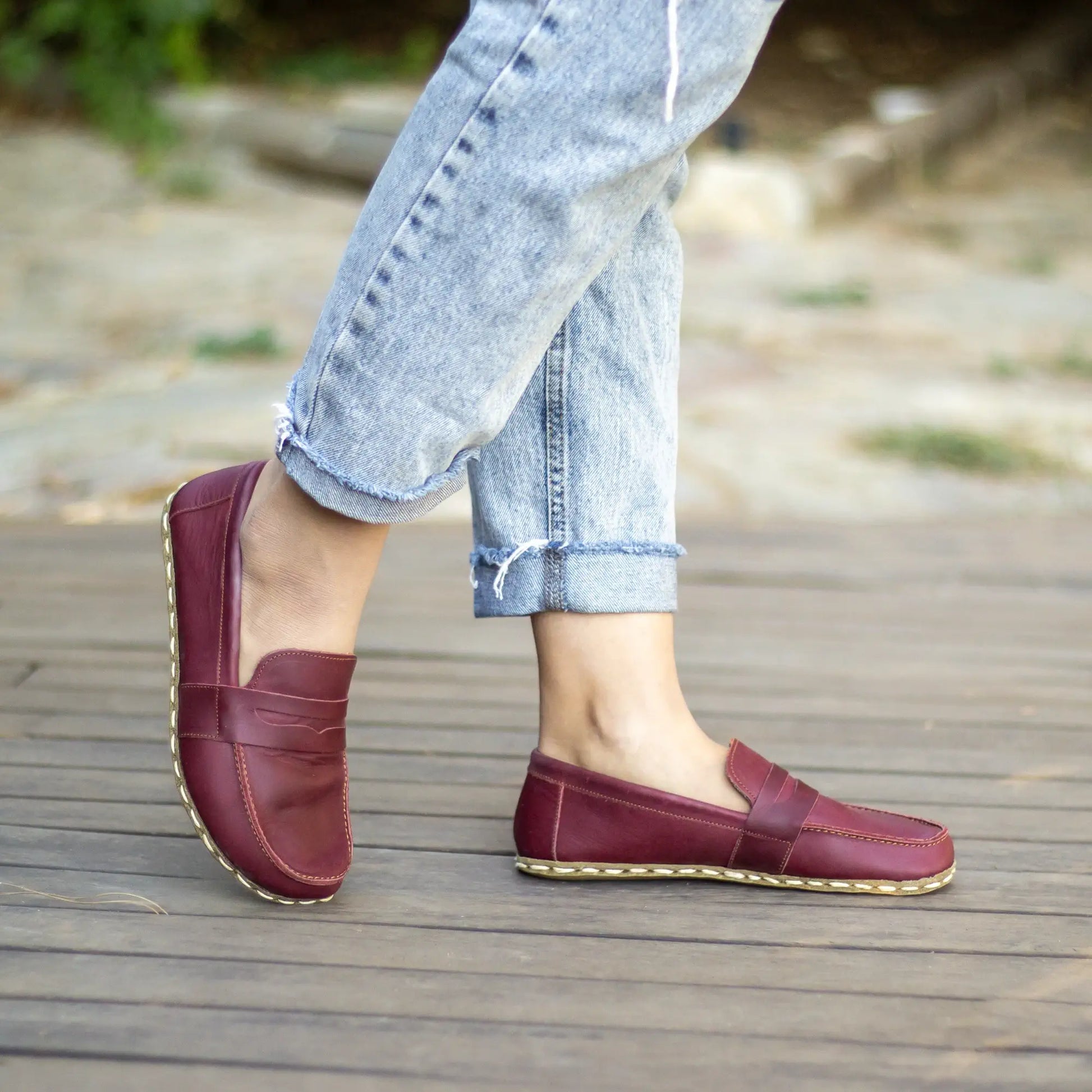 crazy burgundy barefoot earthing shoes for women