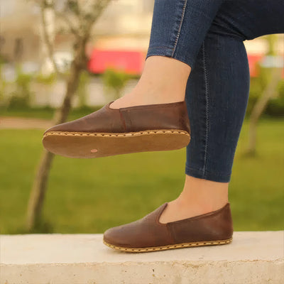 crazy classic brown barefoot grounding shoes for women