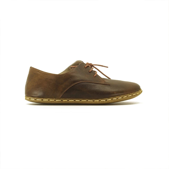crazy classic brown barefoot lace up mens shoes