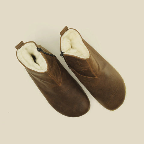 crazy classic brown barefoot walking leather boots men