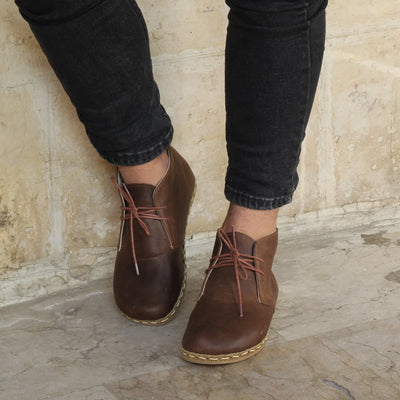 crazy classic brown leather oxford earthing boots men