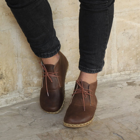 crazy classic brown leather oxford earthing boots men