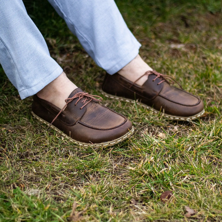 crazy classic brown men’s barefoot earthing grounding shoes