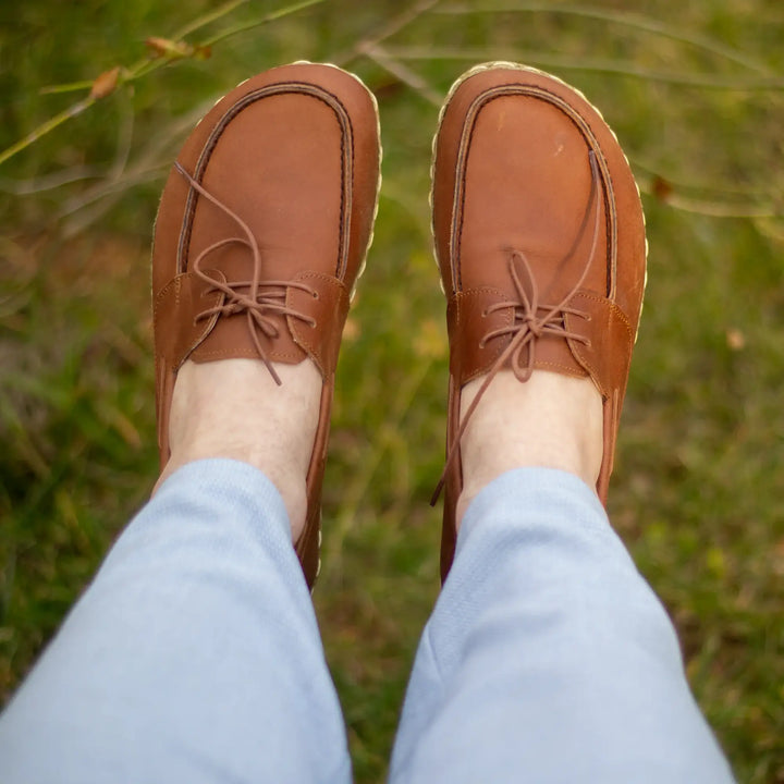 crazy new brown mens leather earthing barefoot shoes