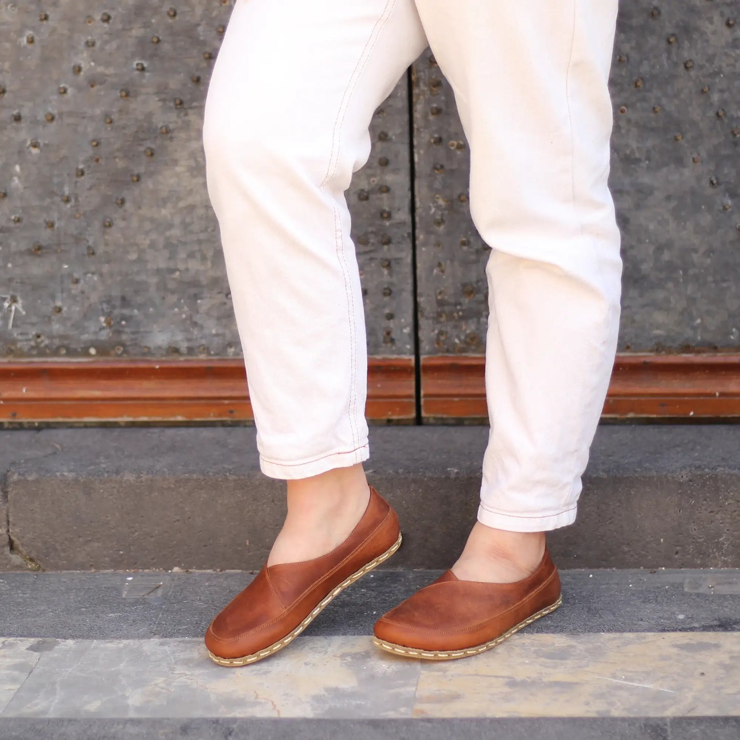 crazy new brown womens handmade barefoot loafers
