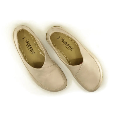 cream handmade womens barefoot slip on loafers
