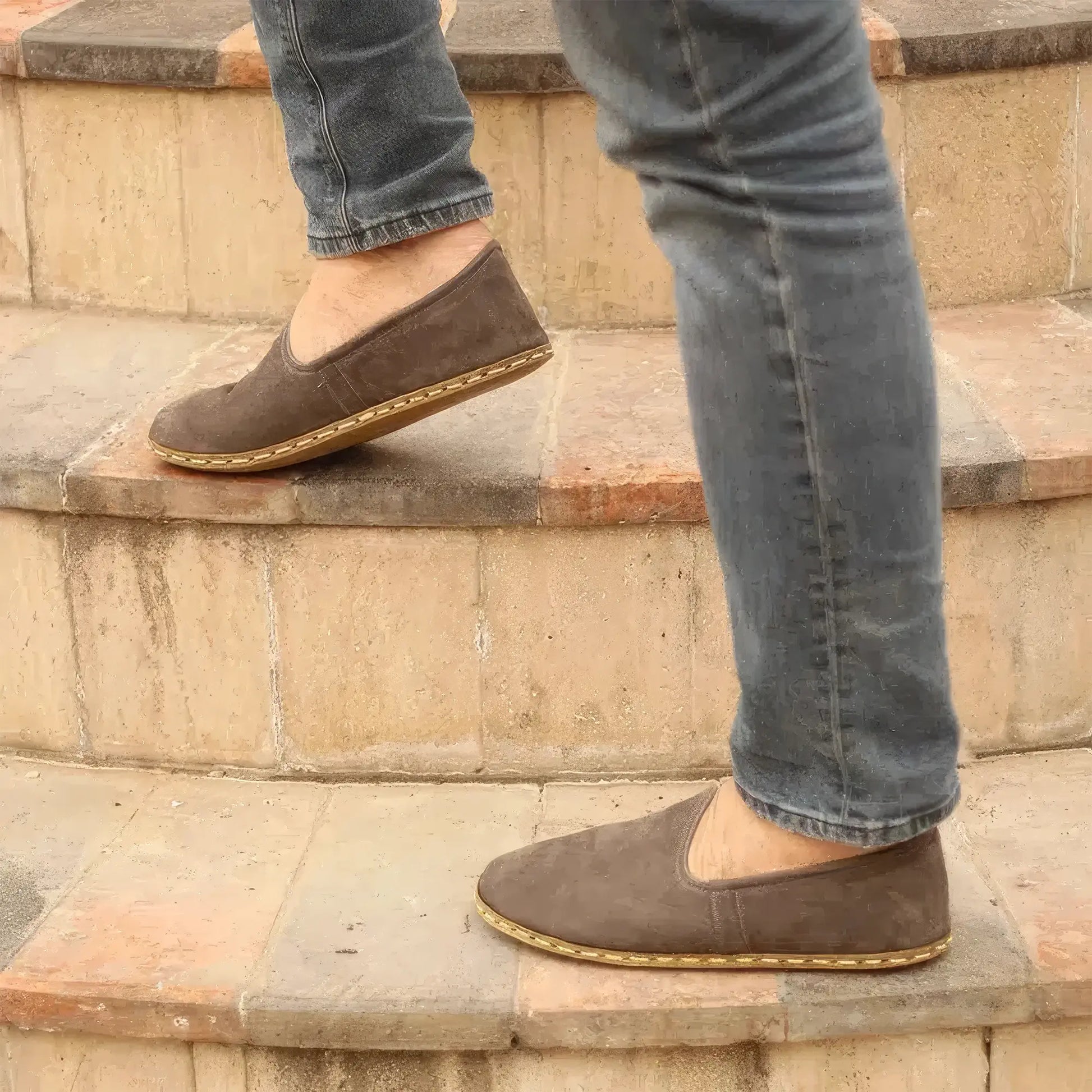 durable barefoot walking shoes men nubuck gray