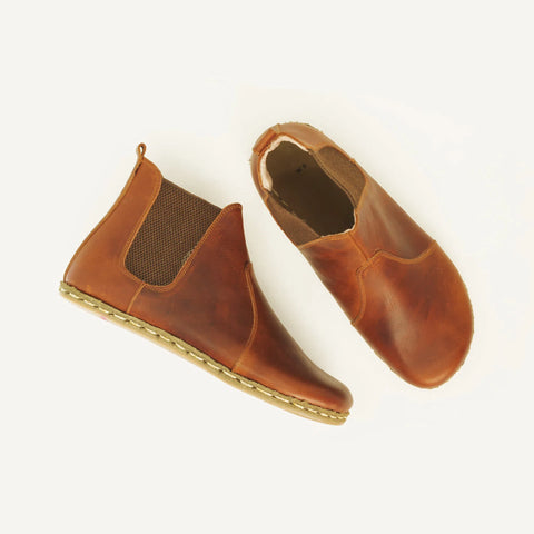 durable brown chelsea barefoot handmade boots women
