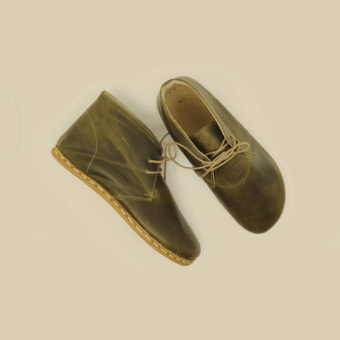 durable leather grounding oxford boots women olive green color