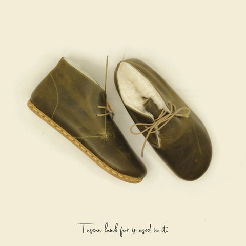 durable military green barefoot ankle boots women grounding style