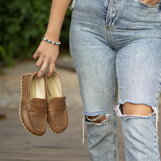 eco friendly barefoot earthing shoes for women crazy classic brown