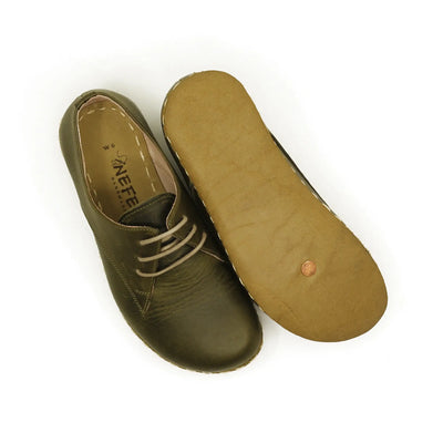 eco friendly handmade barefoot leather shoes military green women