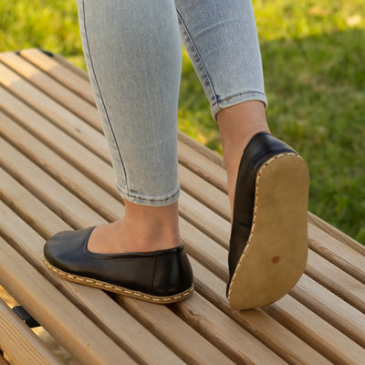 elegant barefoot flat shoes black for women