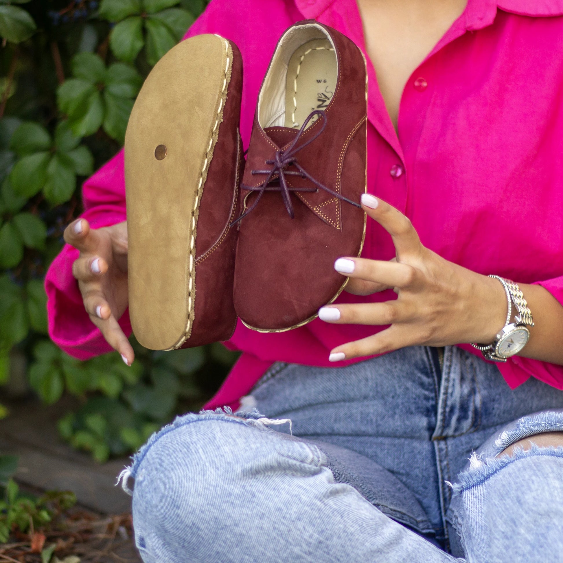 elegant barefoot oxford shoes women lace burgundy