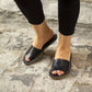 elegant black leather slippers women handmade style