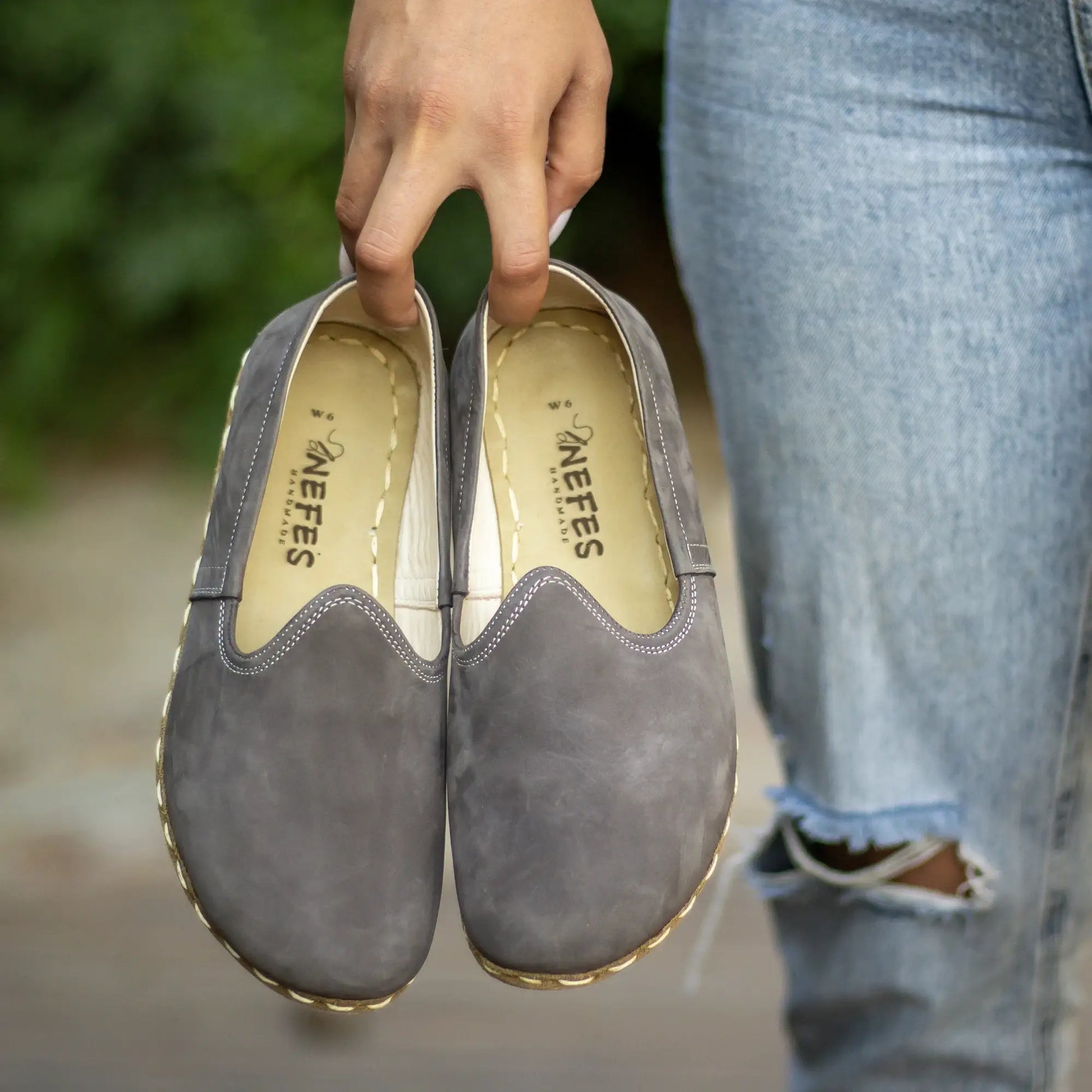 flexible barefoot walking shoes women gray nubuck