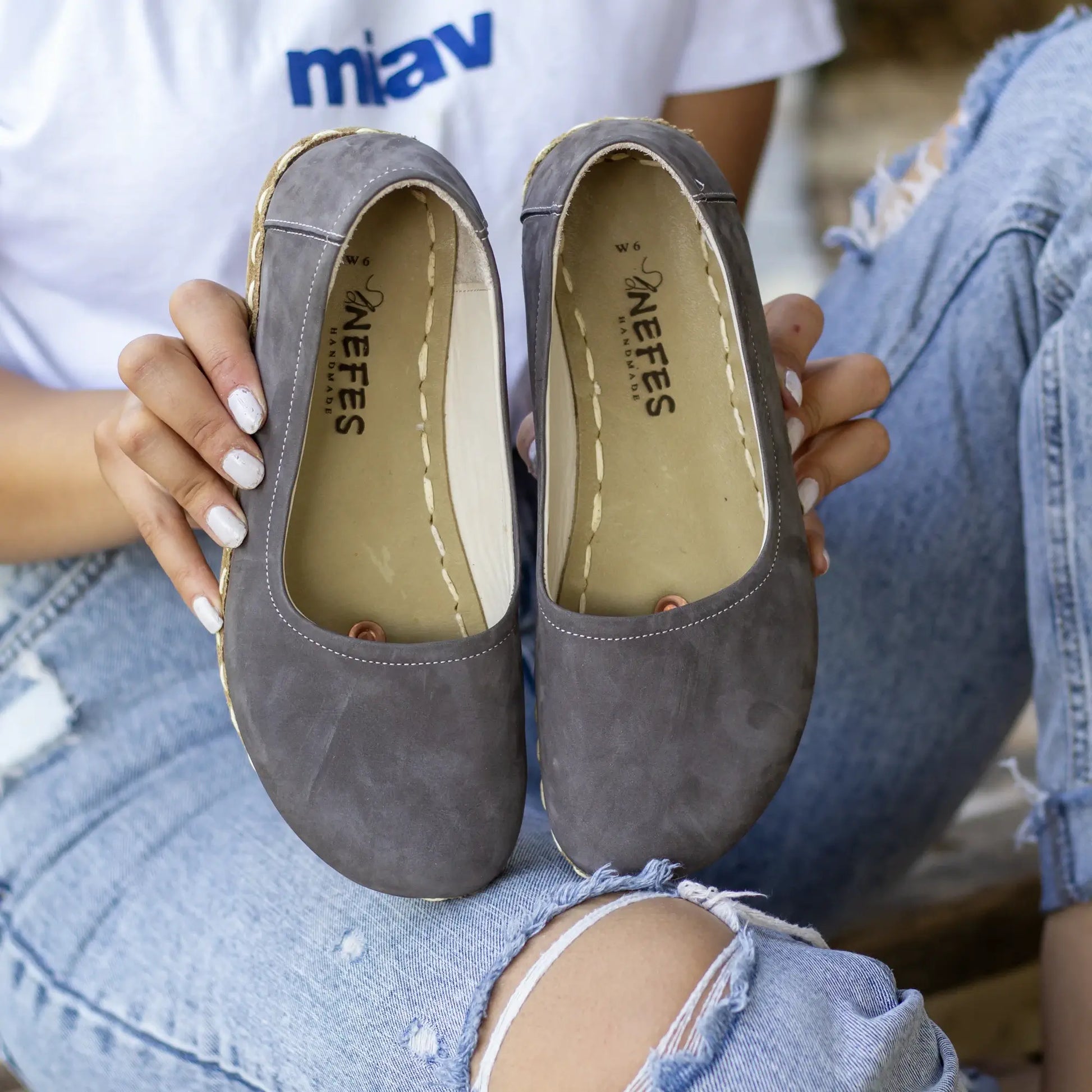flexible womens barefoot flat shoes gray nubuck
