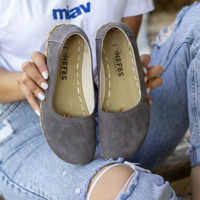 flexible womens barefoot flat shoes gray nubuck