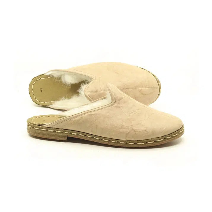 furry sheepskin gray mens slippers