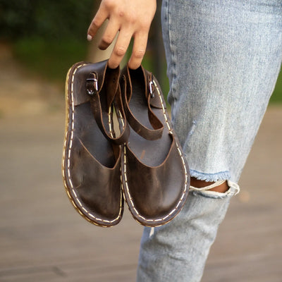 genuine leather barefoot sandals brown handmade comfort