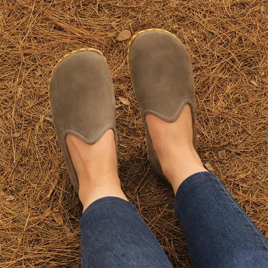 gray nubuck barefoot shoes womens