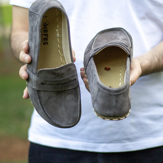 gray nubuck mens grounding barefoot shoes