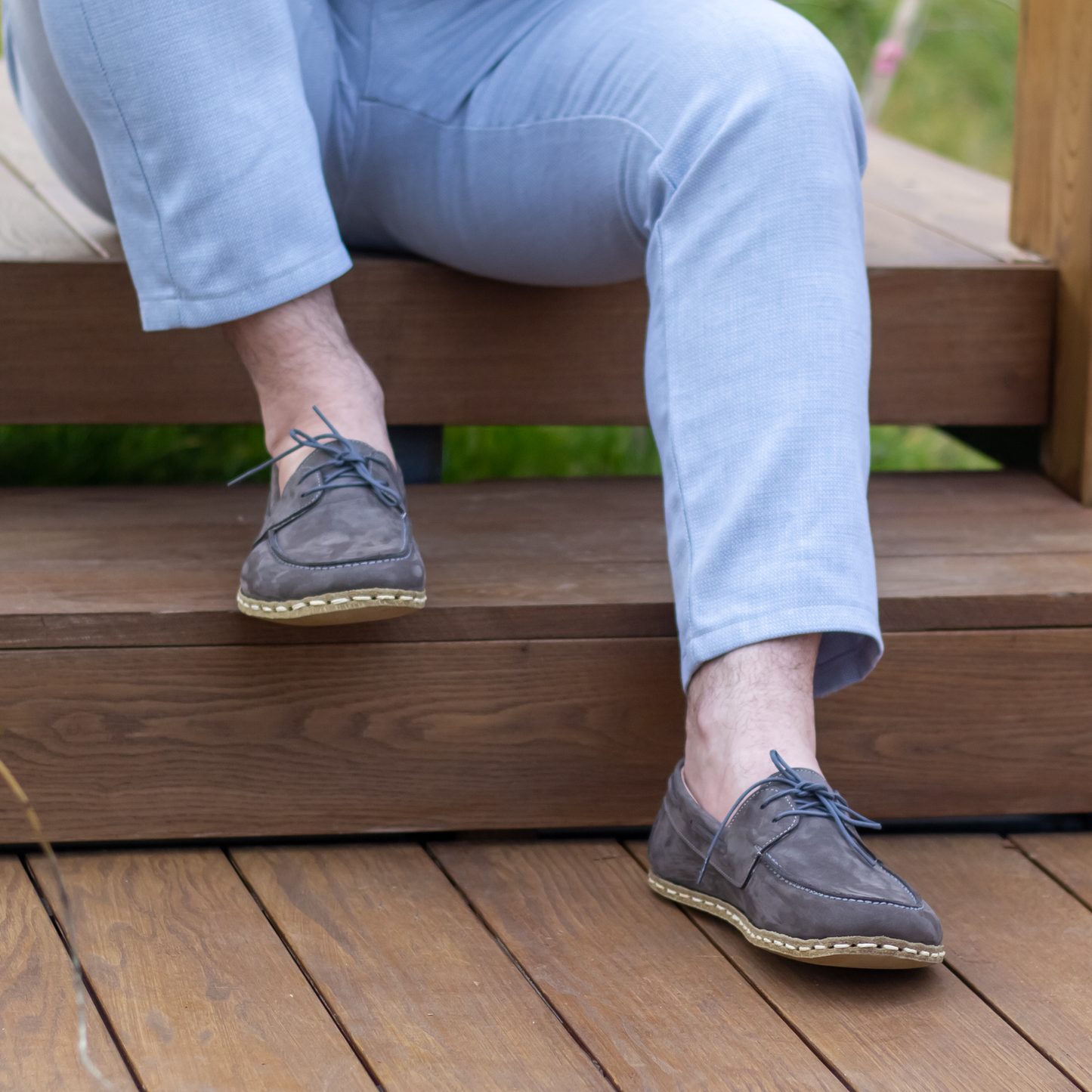 Gray Nubuck Men's Leather Earthing Barefoot Shoes-Men Barefoot Shoes Modern-Nefes Shoes-5-Nefes Shoes