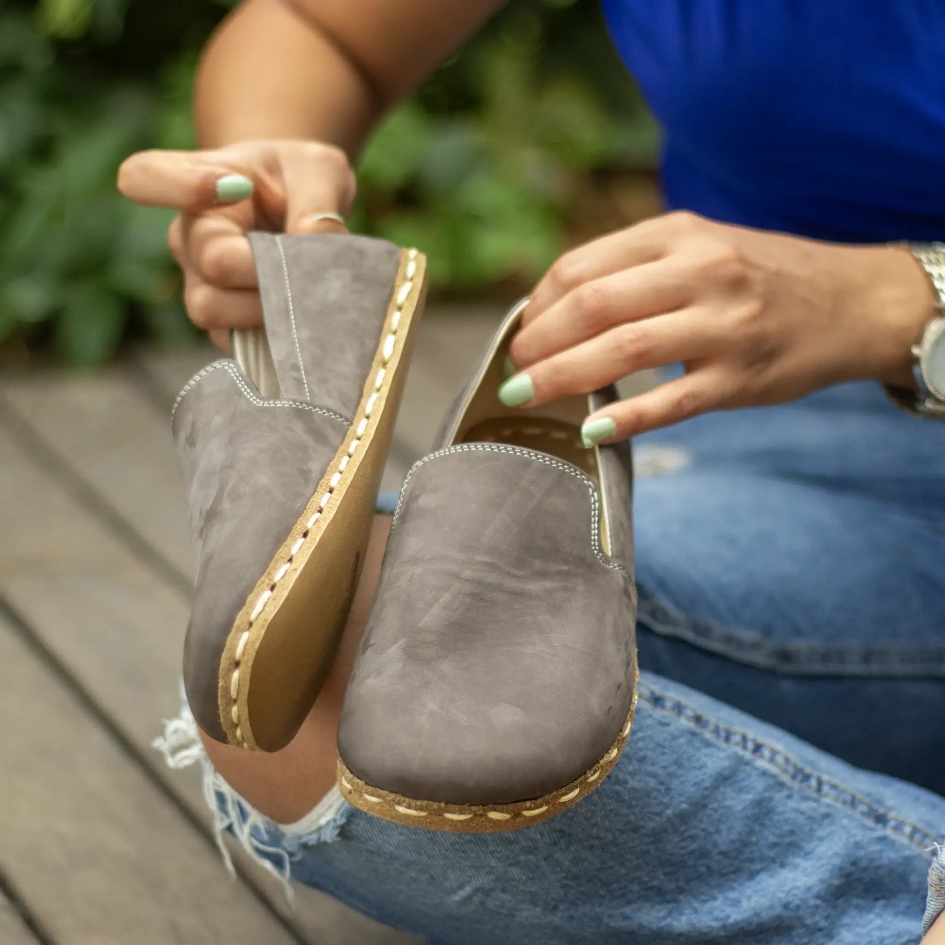 gray zero drop shoes women nubuck style