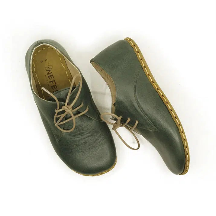 green oxford style lace up womens shoes