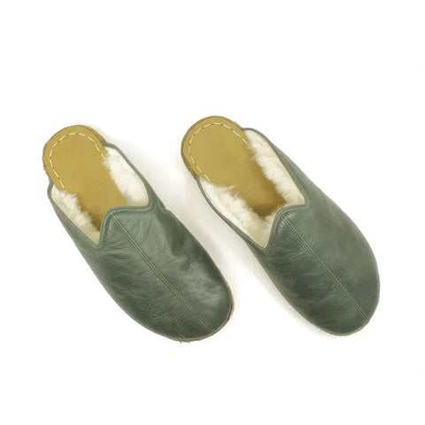 green sheepskin slippers for women cozy warm