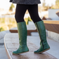 Green Women's Leather Barefoot Earthing Long Boots-Horse Boots Women-Nefes Shoes-5-Nefes Shoes