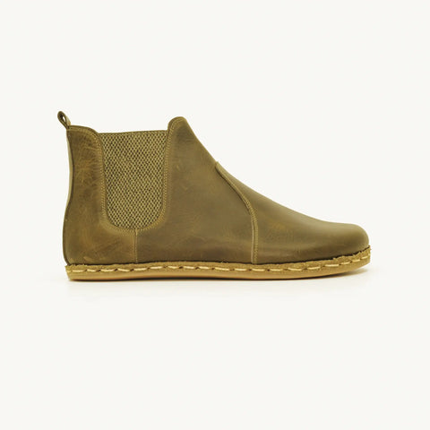 grounding barefoot chelsea boots military green handmade men