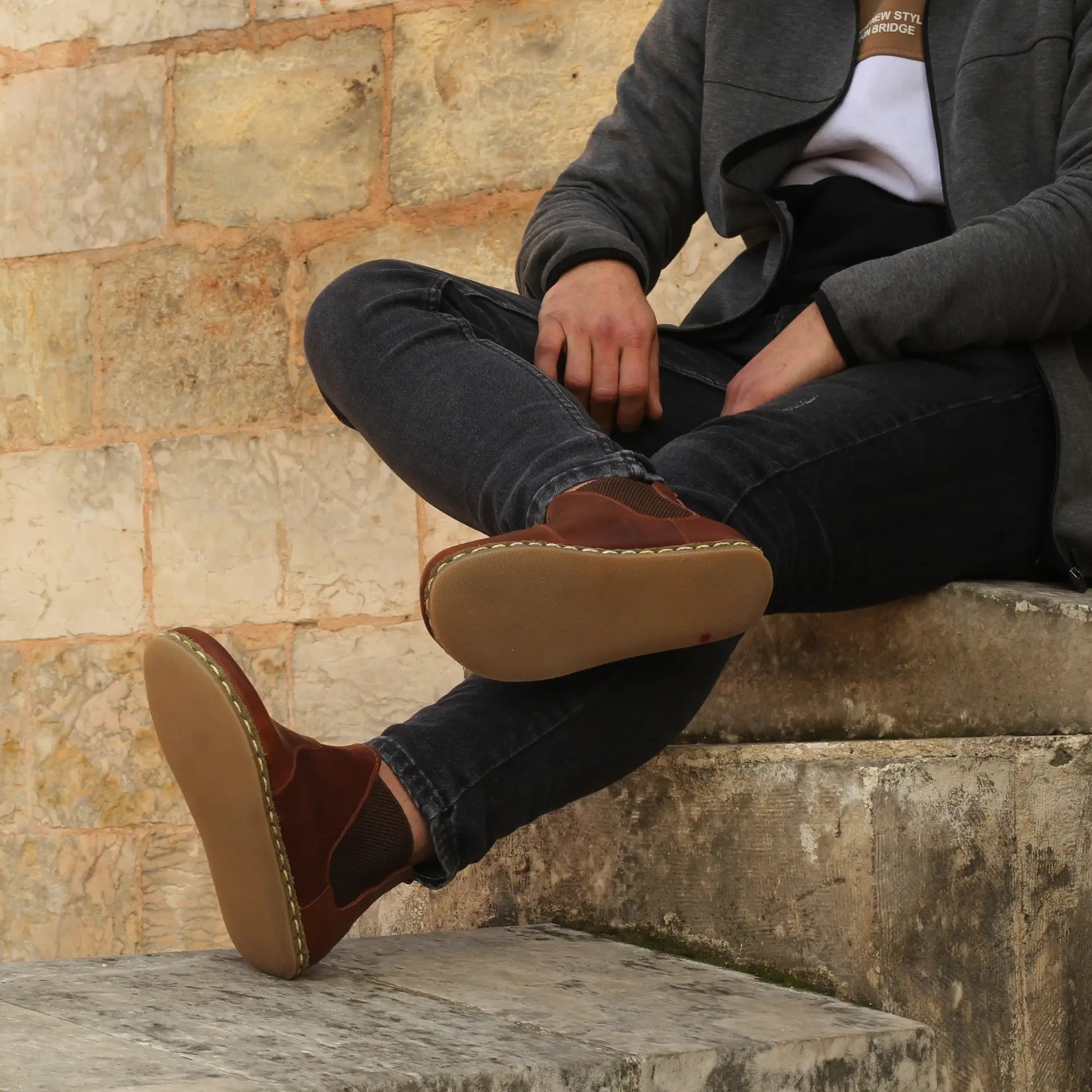 grounding barefoot crazy new brown handmade chelsea boots mens