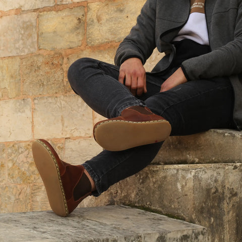 grounding barefoot crazy new brown handmade chelsea boots mens