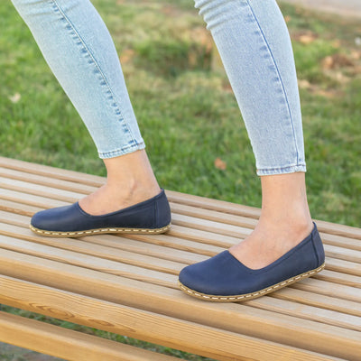grounding barefoot flat shoes navy blue women