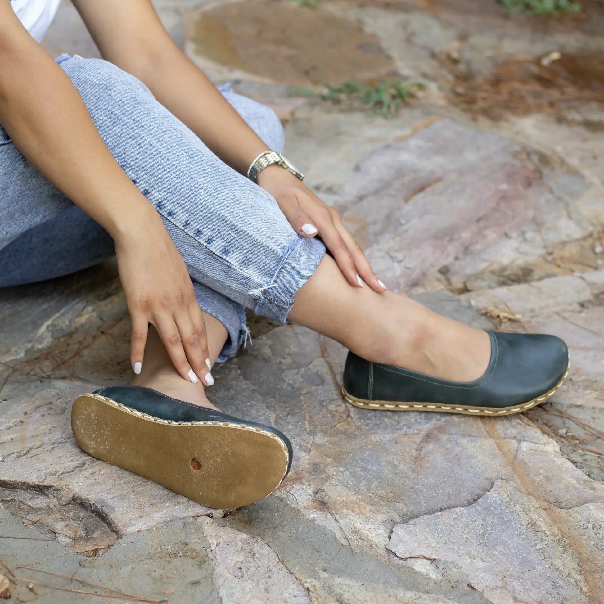 grounding barefoot flat shoes toledo green women