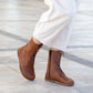 grounding barefoot new brown lace up leather boots for women