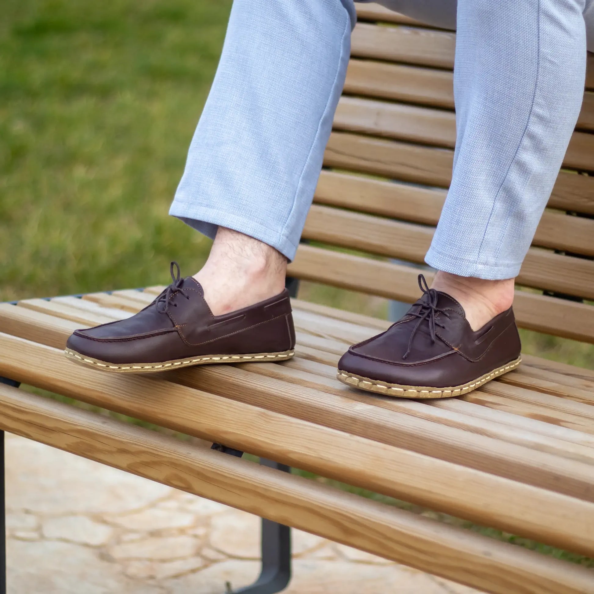 grounding mens bitter brown barefoot leather earthing shoes