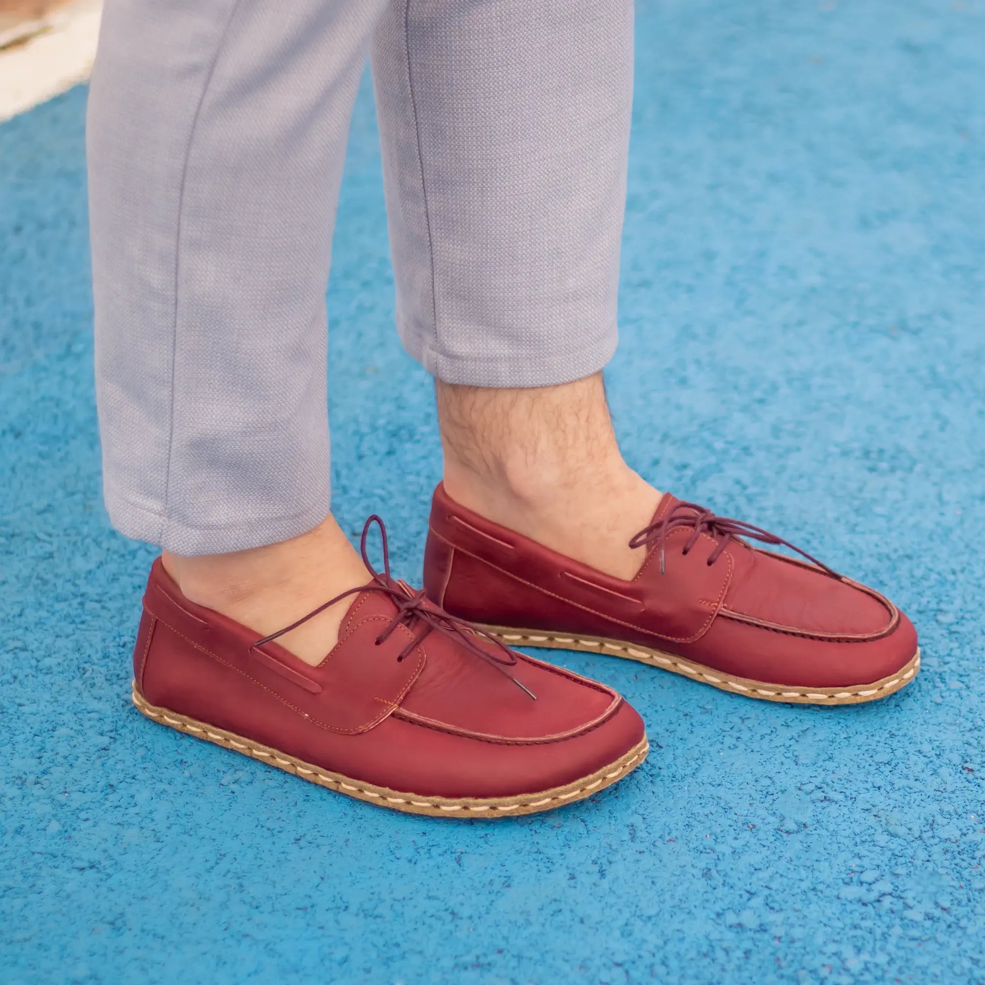 grounding mens burgundy barefoot leather earthing shoes